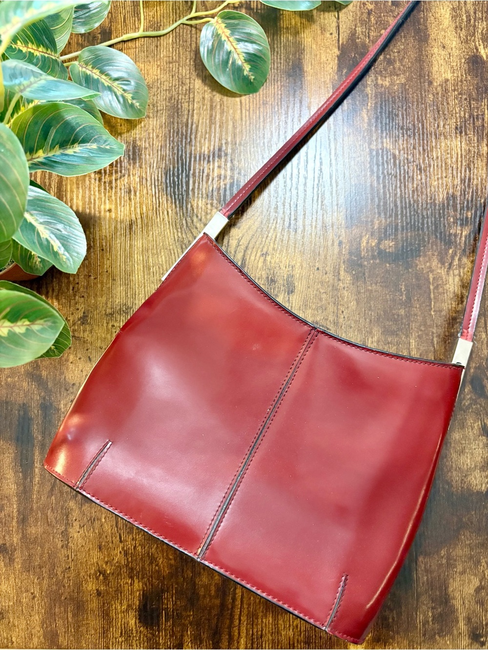 Classic Red Leather Crossbody Bag for Women